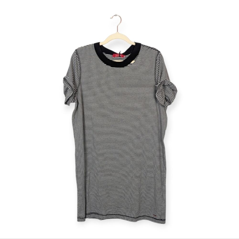 nPhilanthropy Azul T Shirt Dress XL Black White Ringer Stripe Casual NWT